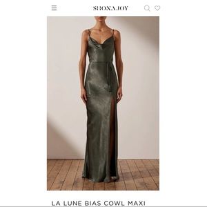 Shona Joy La Lune Bias Cowl Maxi Dress Olive - NWT